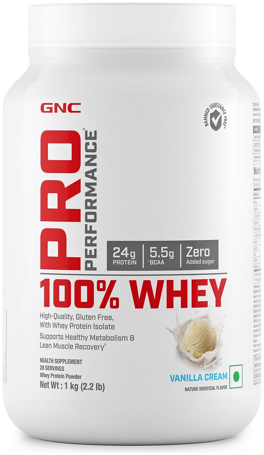 

GNC Pro Performance 100 Whey Protein - 2 2 lbs 1 kg (Vanilla Cream)