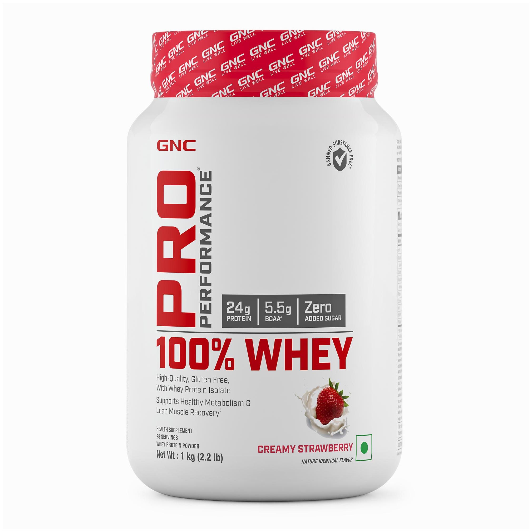 

GNC Pro Performance 100 Whey Protein - 2 2 lbs 1 kg (Creamy Strawberry)
