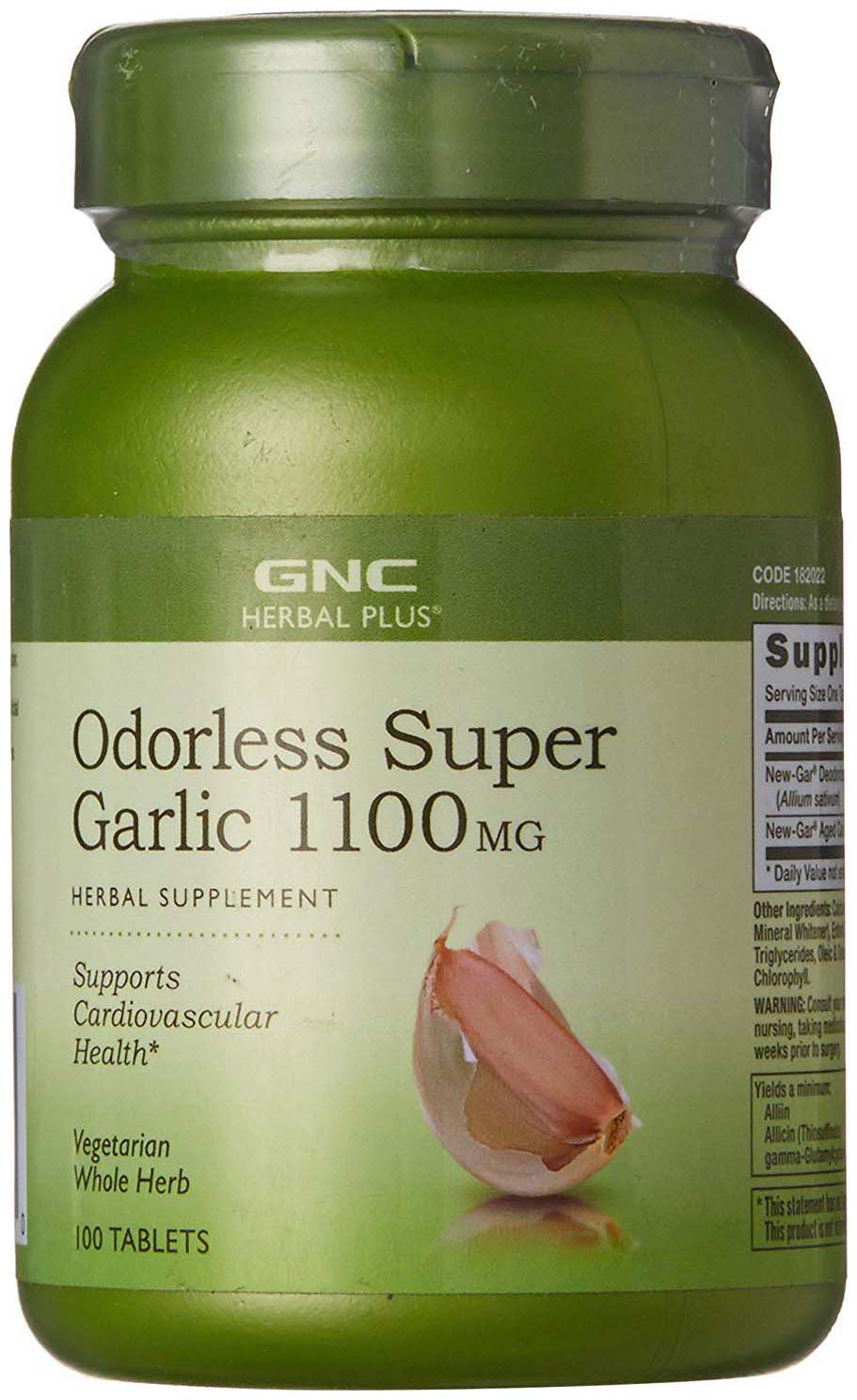 

GNC Herbal Plus Super Garlic Odorless 1100 mg - 100 Capsules