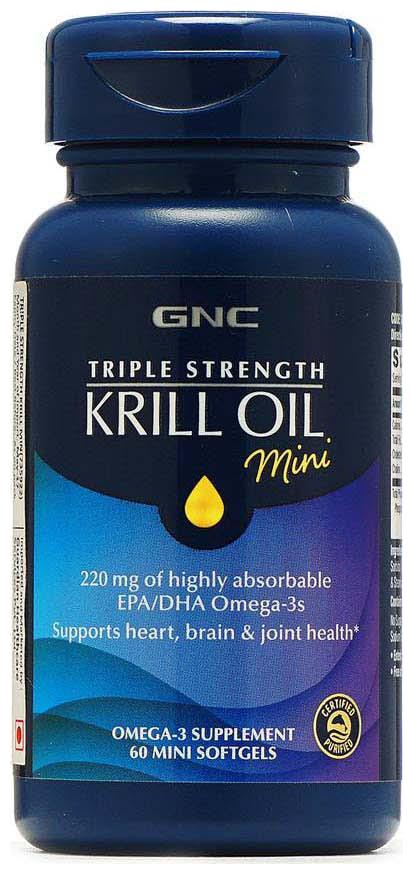 

GNC Triple Strength Krill Oil Mini - 220 mg of highly absorbable EPA DHA Omega-3s - 60 Mini Softgels
