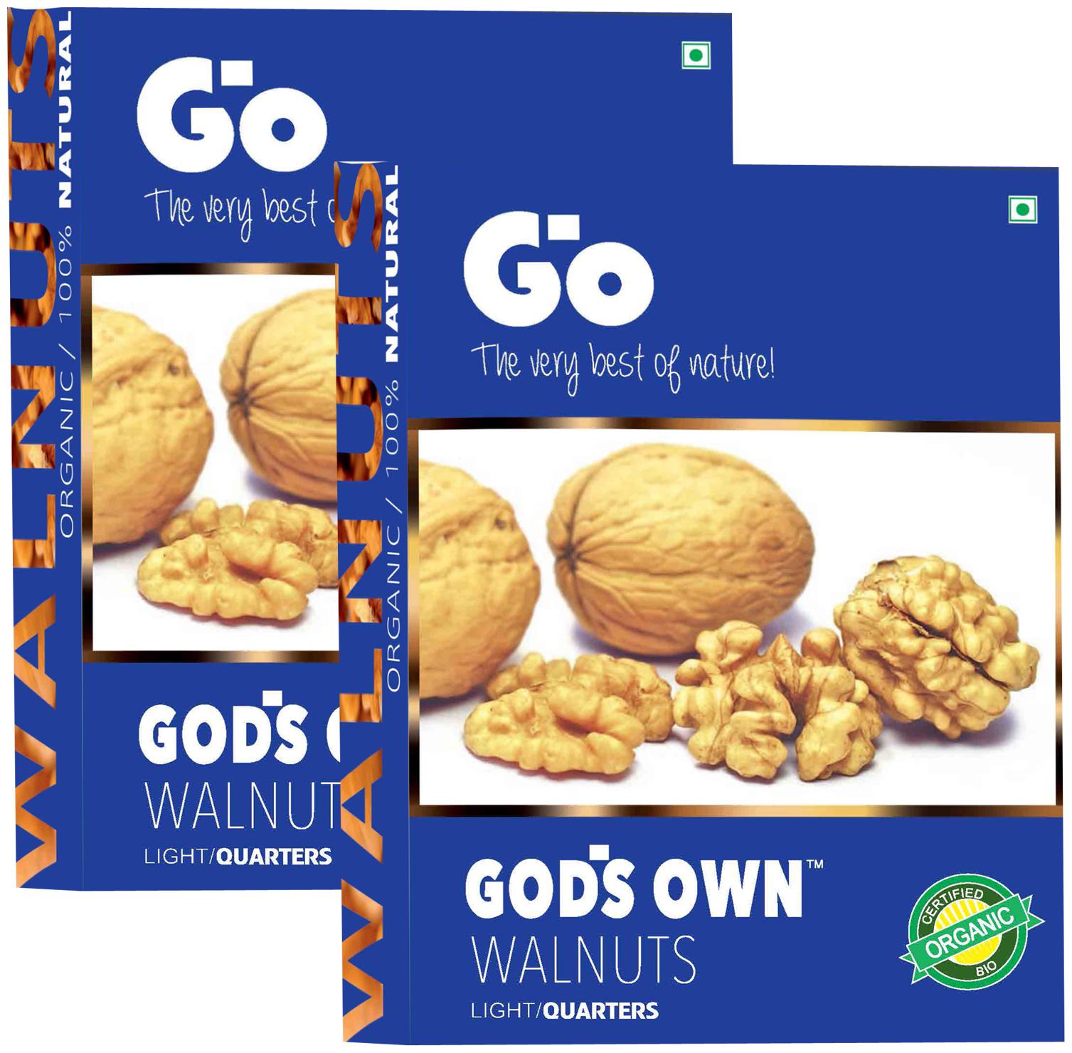 

Go s Gods Own Organic Walnuts Light Quarters 250g (Pack of 2)
