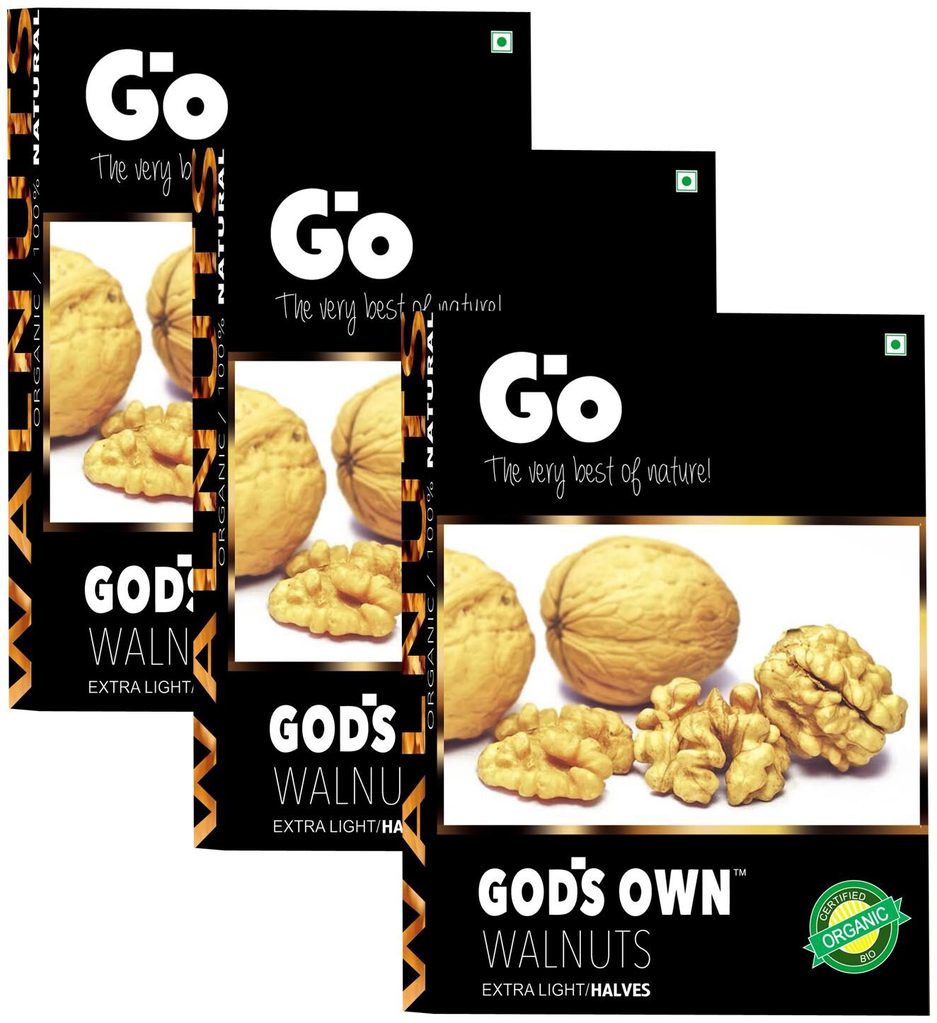 

Go s Gods Own Organic Walnuts Extra Light Halves 250g (Pack of 3)