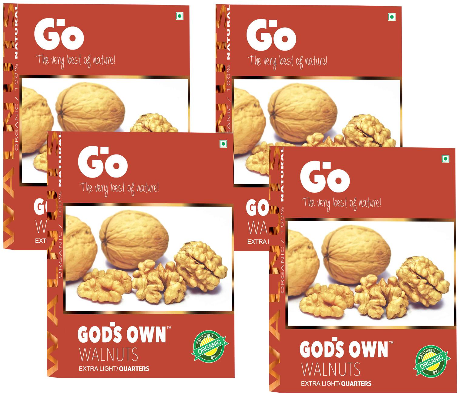 

Go s Gods Own Organic Walnuts Extra Light Quarters 250g (Pack of 4)