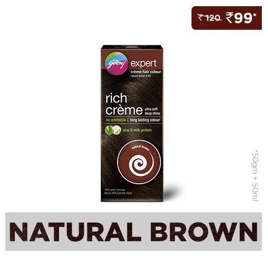 

Godrej Rich Creme Hair Colour - Natural Brown 4 Multi Application Pack 62 g 50 ml