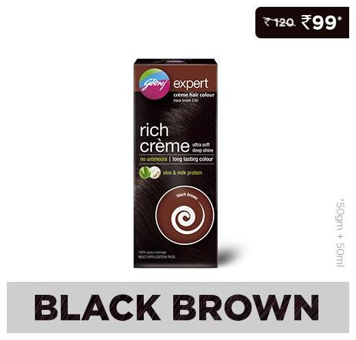 

Godrej Rich Creme Hair Colour - Black Brown 3 Multi Application Pack 62 g 50 ml