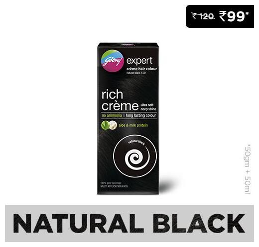 

Godrej Rich Creme Hair Colour - Natural Black 1 Multi Application Pack 62 g 50 ml