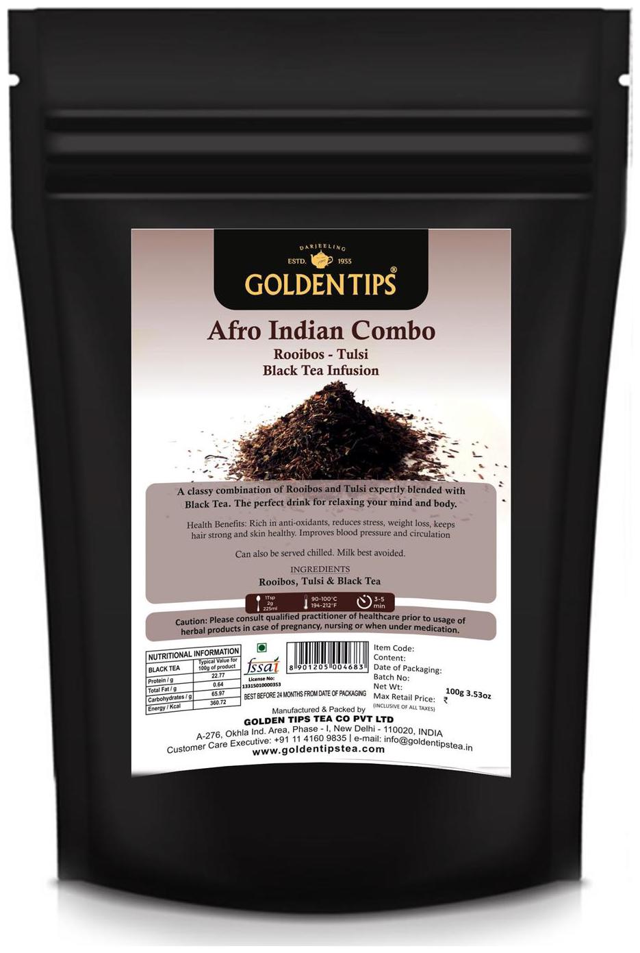 

Golden Tips Darjeeling Arfo Indian Combo Rooibos - Tulsi Black Tea 100 g