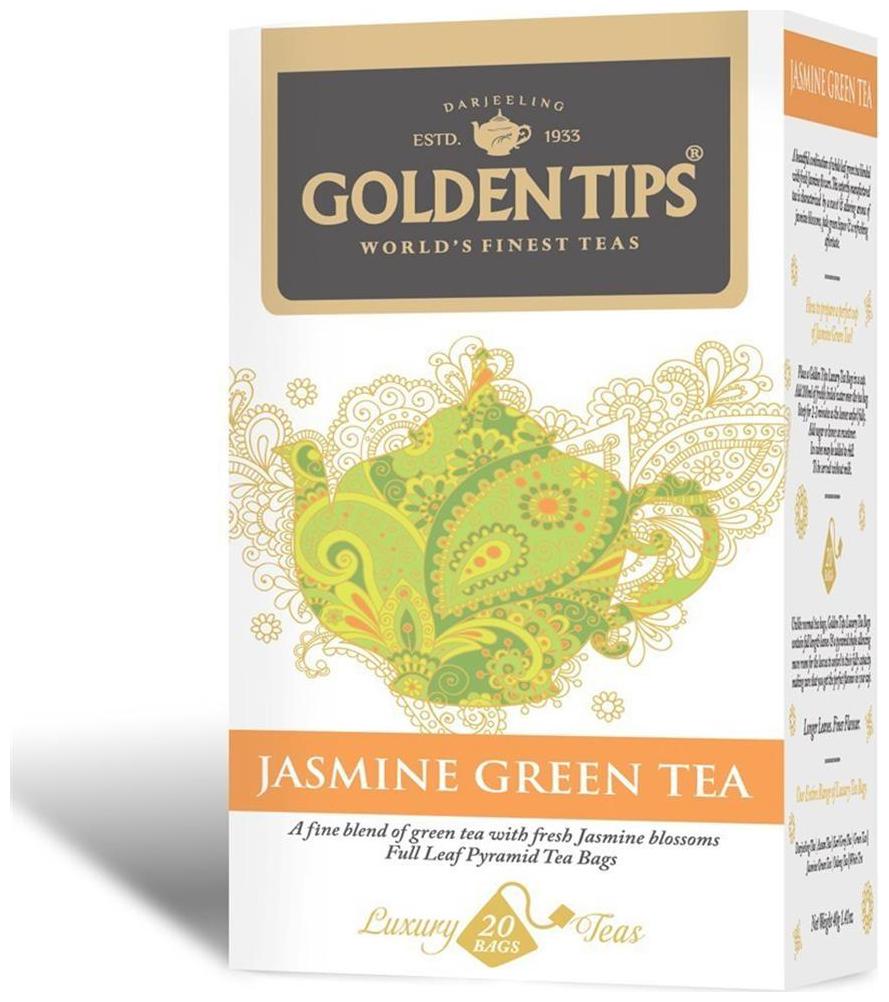 

Golden Tips Jasmine Green Full Leaf Pyramid - 20 Tea Bags 40g