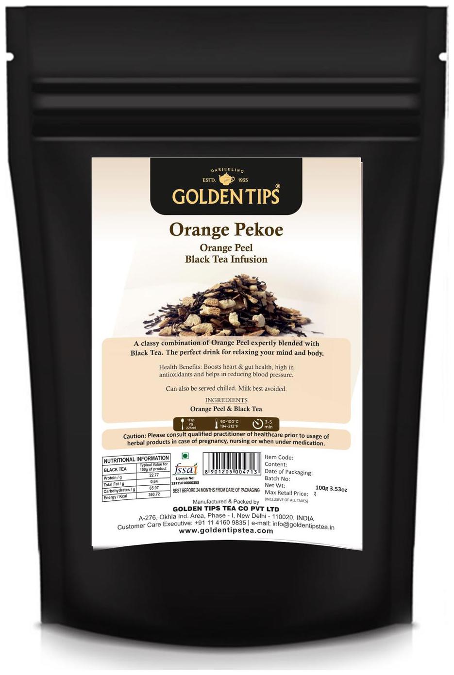 

Golden Tips Darjeeling Orange Pekoe Orange Peel Black Tea 100 g