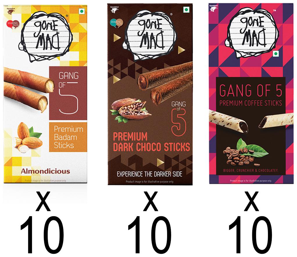

Gone Mad Combo Of Choco Badam And Coffee Sticks (Pack Of 30)