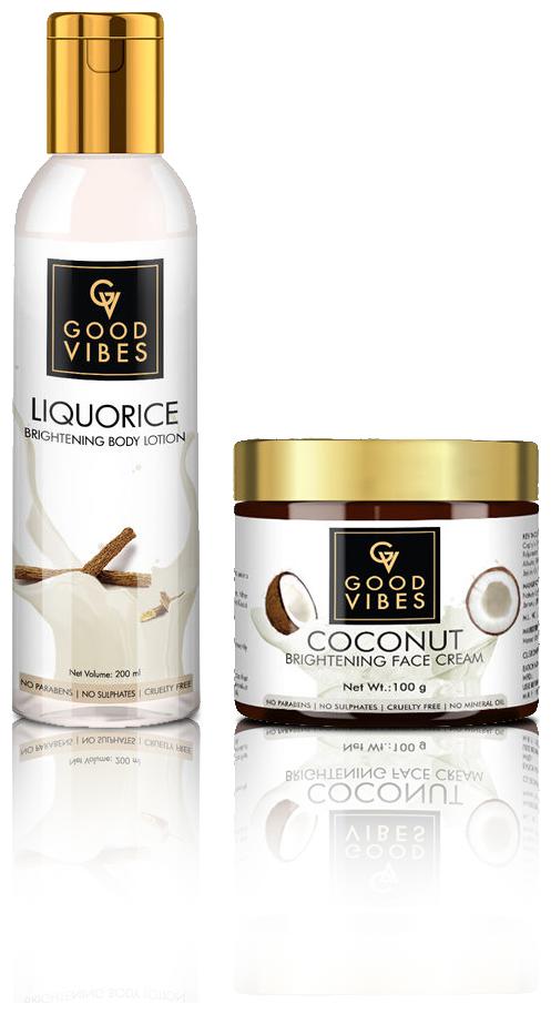 

Good Vibes Brightening Combo Liquorice Body Lotion and Coconut Face Cream (Set of 2)
