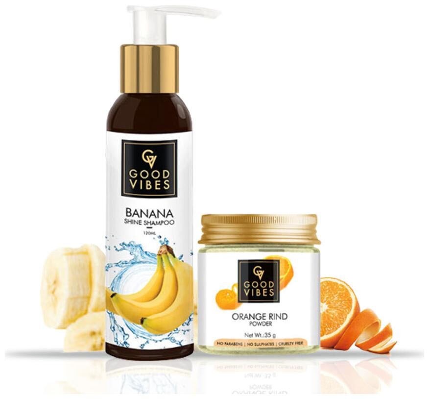 

Good Vibes Hair Shine Combo (Banana Shampoo- 120 ml Orange Rind Powder- 35 g)(Pack of 2)