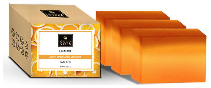 

Good Vibes Orange Glow Handmade Soap Bar 100g (Pack of 3)