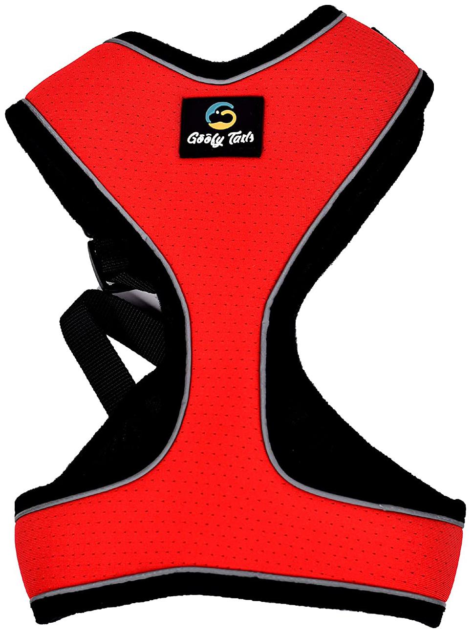 

Goofy Tails Reflective Breathable Choke-Free Cat Harness double Secured Closure Harness for Cats (Red)