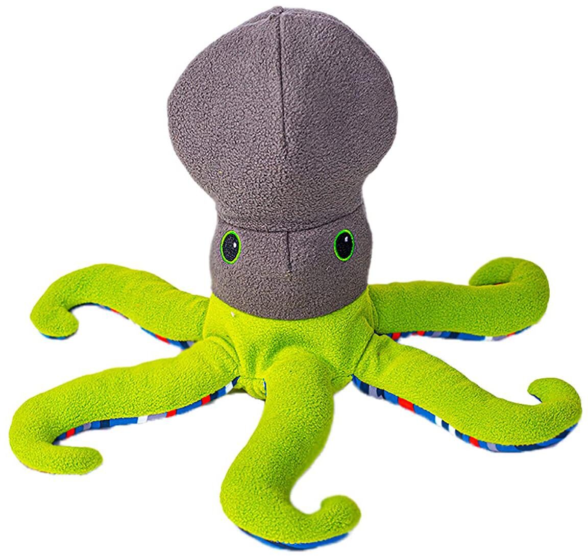 

Goofy Tails SOS Octopus Squeaky Dog Toy Plush Toy for Dogs Small and Medium Breeds (Grey Green) Recycled Cotton Plastic