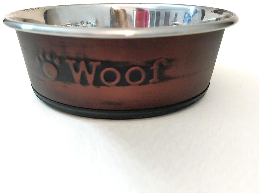 

Goofy Tails Woof Metalic Finished Premium Food Bowl for Dog Cats (Medium-900 ml)