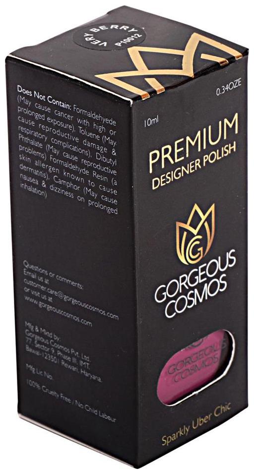 

Gorgeous Cosmos Premium Very Berry Shade Toxic Free Nail Polish 10 ml