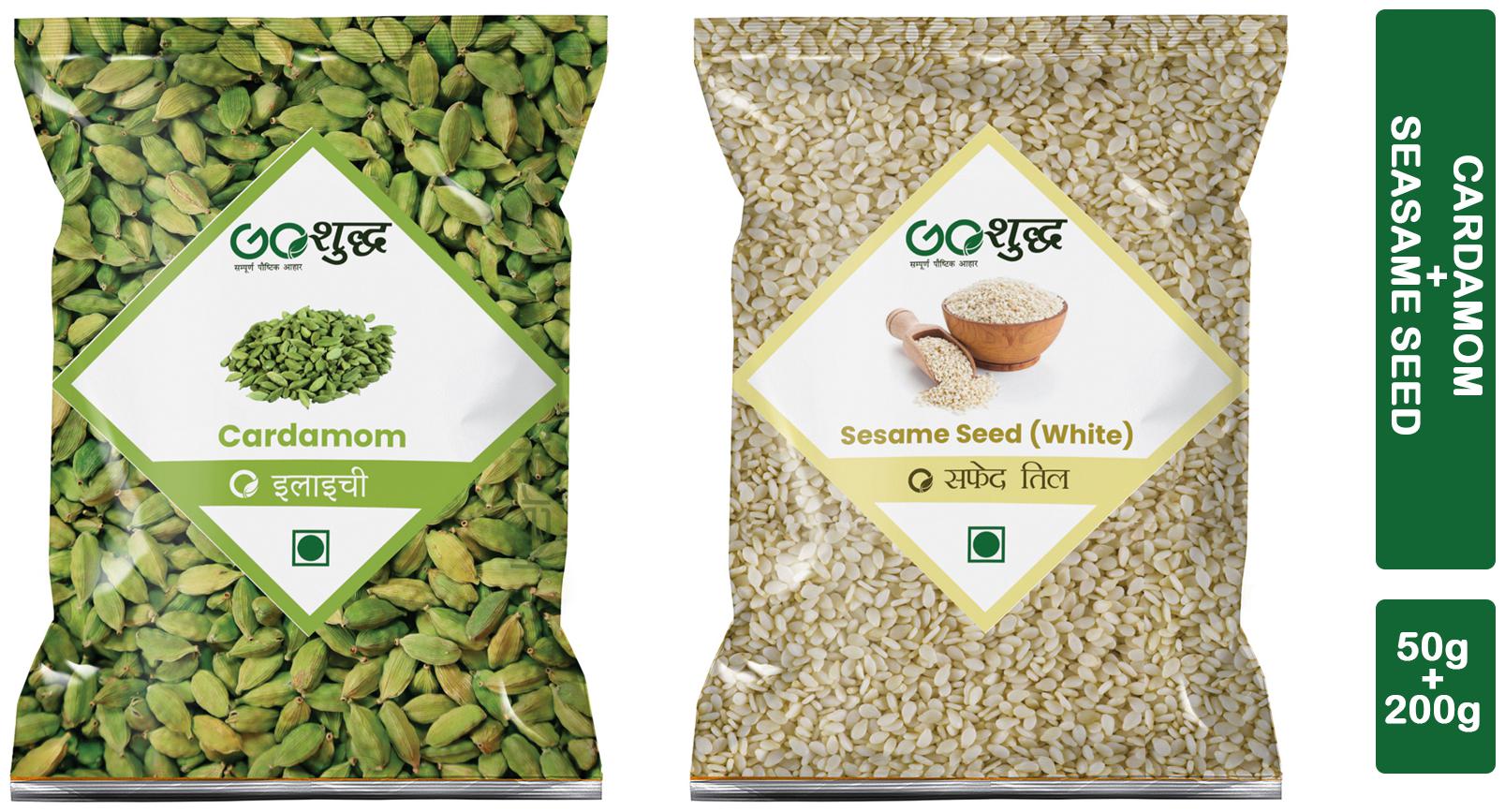 

Goshudh Premium Quality Elaichi 50g And White Til 200g combo (Pack of 2)