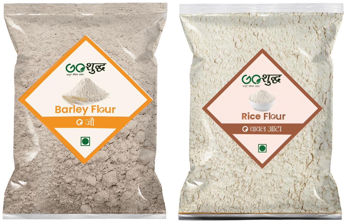 

Goshudh Premium Quality Rice Flour 1kg Barley Atta Flour 1kg (Pack of 2)