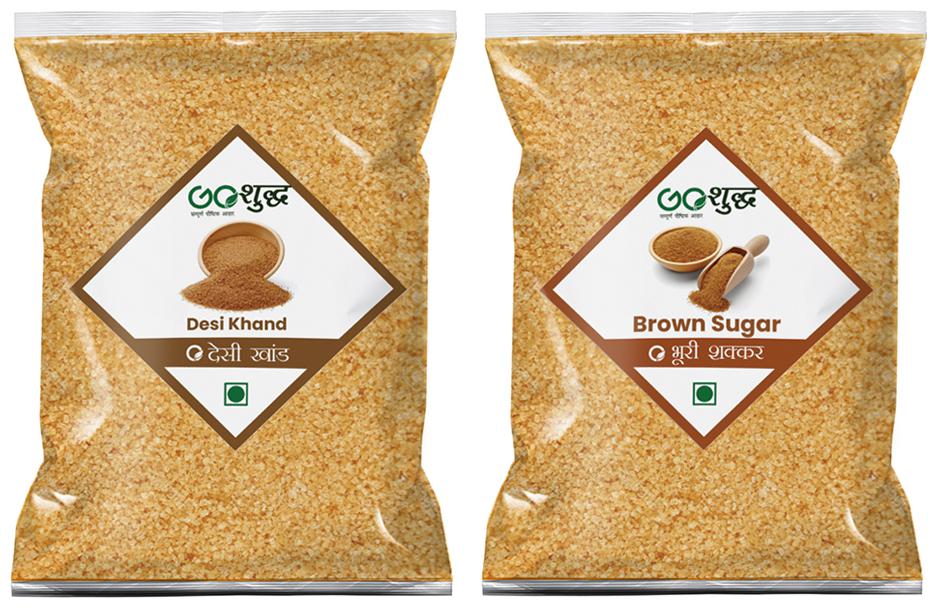 

Goshudh Premium Quality Desi Khand 400g And Brown Sugar 400g Combo (Pack of 2)