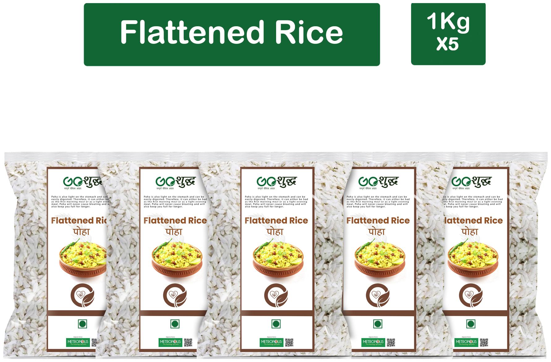 

Goshudh Premium Quality Poha (Flattened Rice)-1 kg (Pack Of 5)