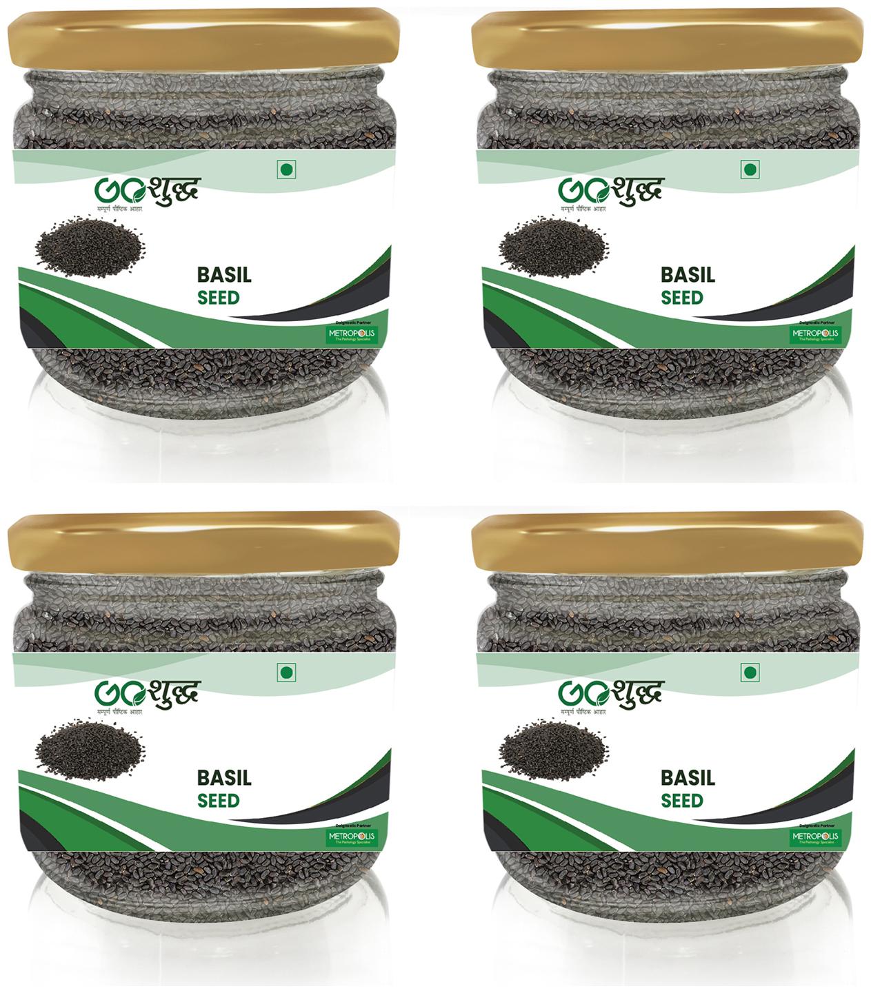 

Goshudh Premium Quality Sabja Seeds (Basil) (Glass Jar Pack) 200g (Pack Of 4)