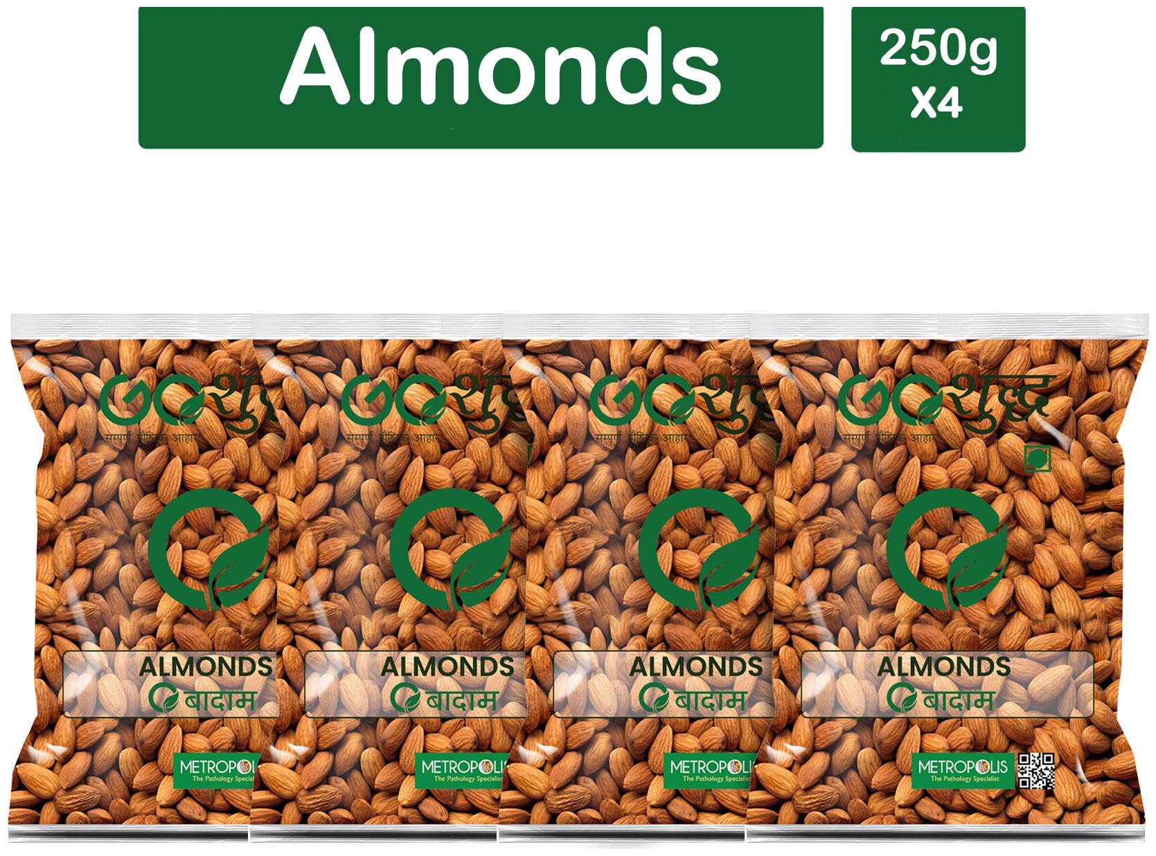 

Goshudh Premium Quality Badam (Almond) 250g (Pack Of 4)