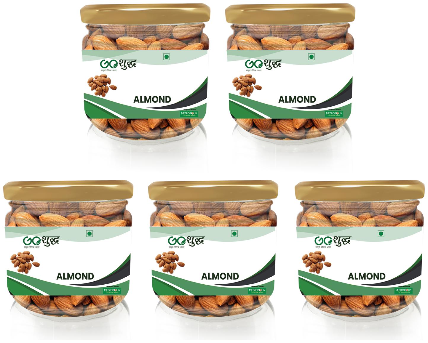 

Goshudh Premium Quality Badam (Almond) (Glass Jar Pack) 175g (Pack Of 5)