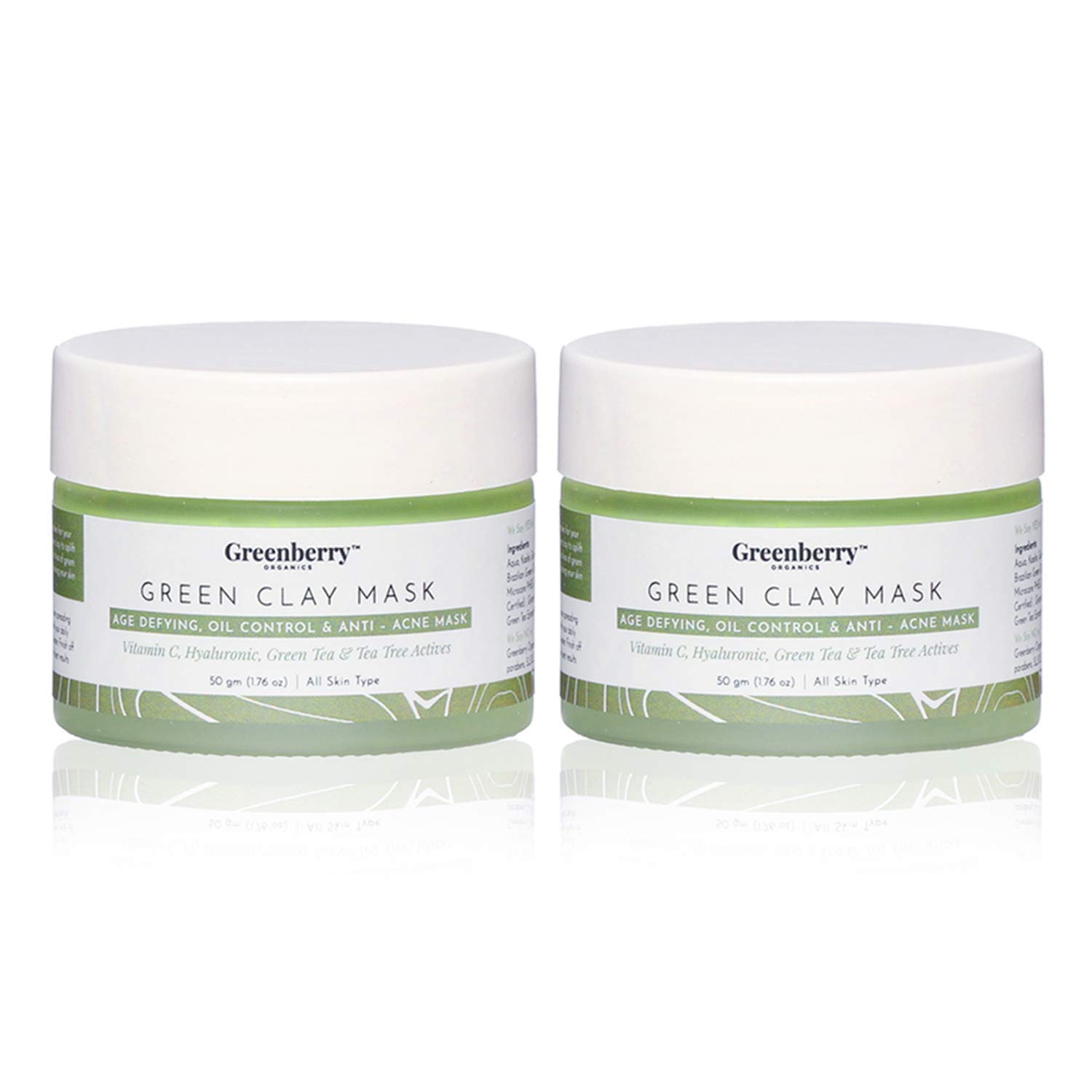 

Greenberry Organics Brazilian Rainforest Green Clay Mask Green Tea Tea Tree Vitamin C -50g (Pack Of 2)