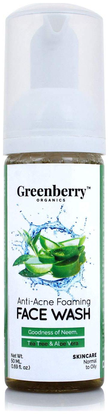 

Greenberry Organics Anti-Acne Foaming Face Wash with Neem Tea Tree Aloe Vera Extracts 50 ml