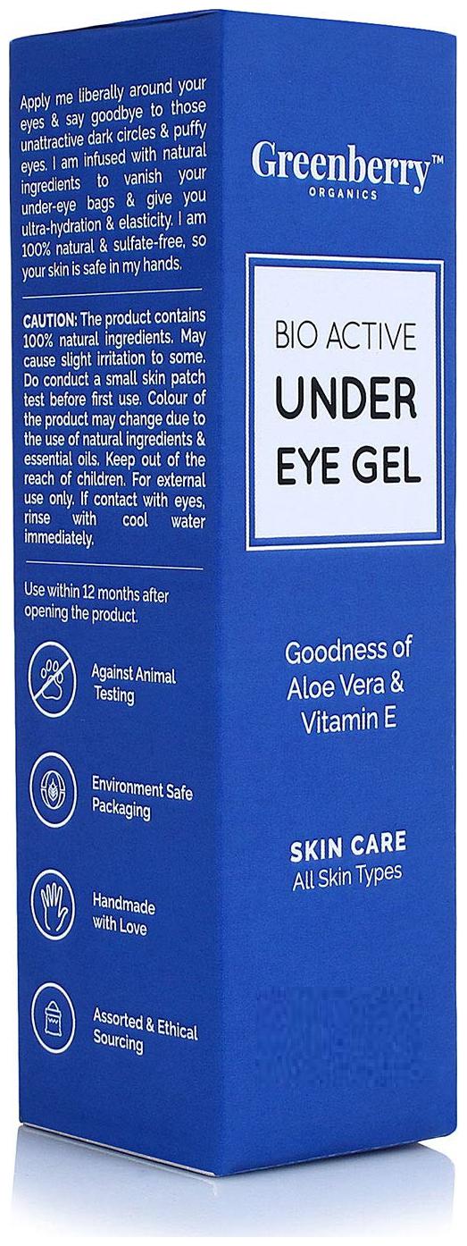 

Greenberry Organics Bio Active Under Eye Gel Goodness of Aloe Vera Vitamin E 30g