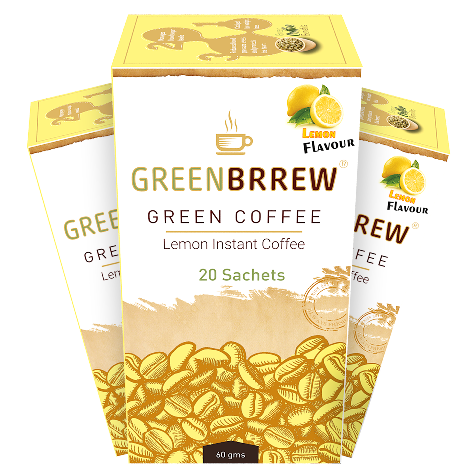 

GreenBrrew Green Coffee Beans Extract for Weight LossLemon Instant Coffee (3 x 60 g) Pack of 3