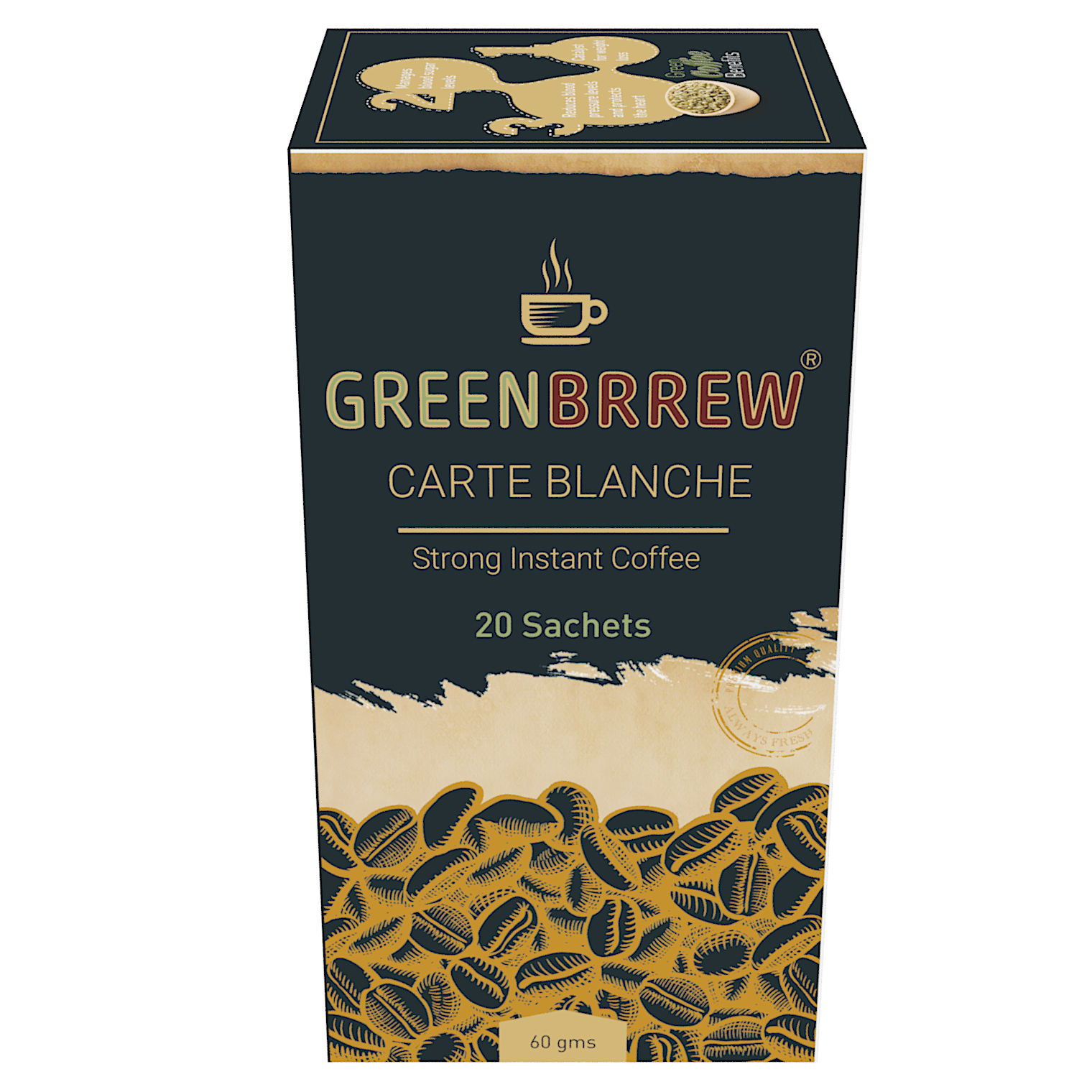 

Greenbrrew Instant Green Coffee Carte Blanche for Weight Loss 60g (20 Sachets)