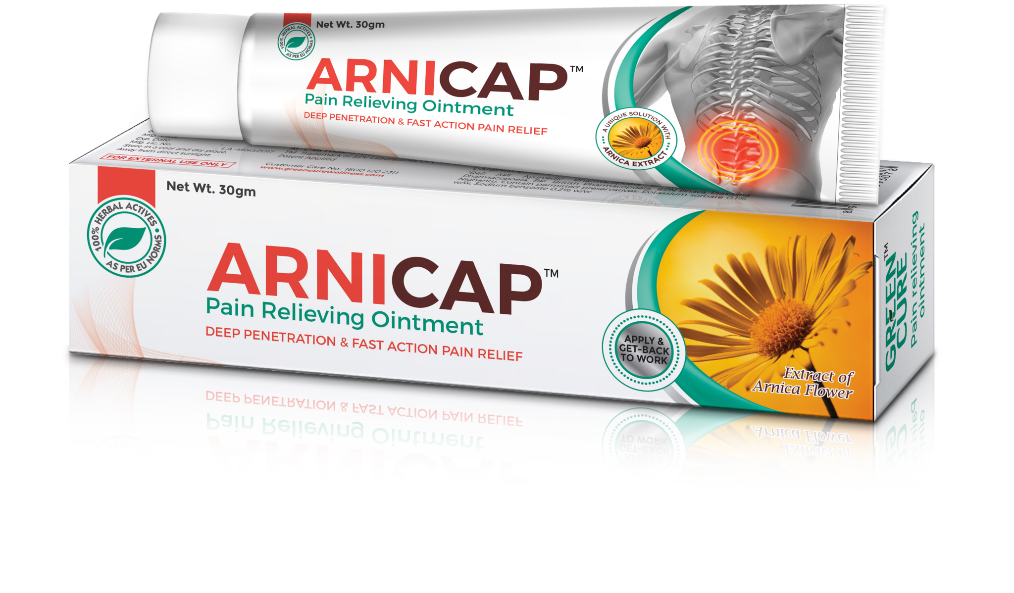 

Greencure ArniCap-Premium Ayurvedic Herbal Pain Relieving Cream 30 g
