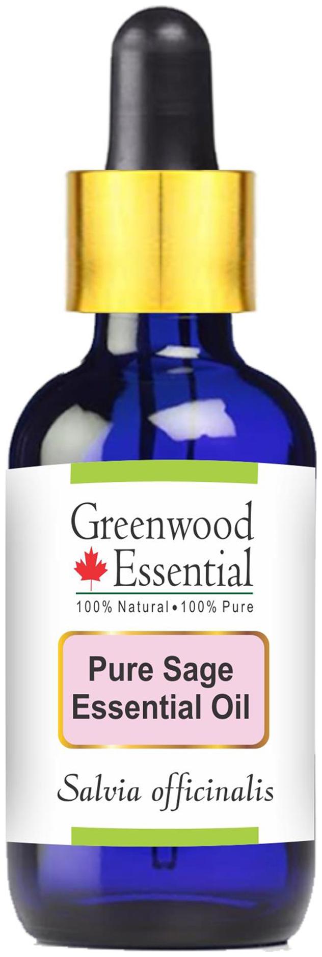 

Greenwood Essential Pure Sage Essential Oil (Salvia officinalis) with Glass Dropper 100 Natural Therapeutic Grade Steam Distilled 100ml