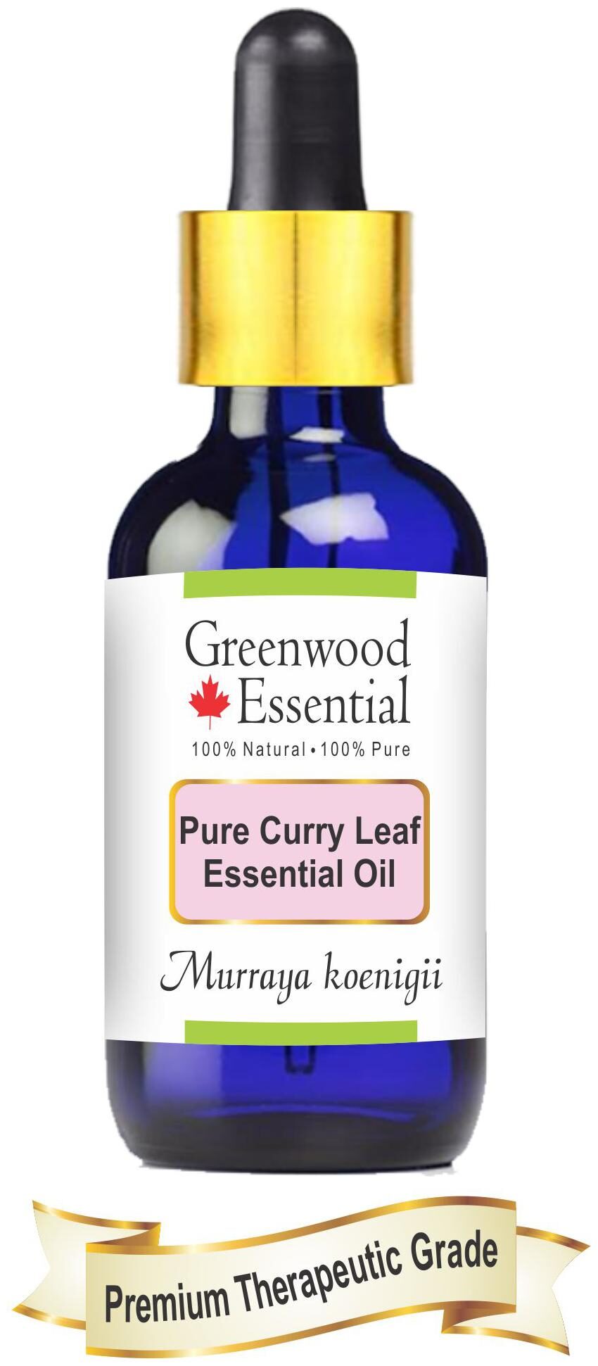 

Greenwood Essential Pure Curry Leaf (Patta) Essential Oil (Murraya koenigii) with Glass Dropper 100 Natural Therapeutic Grade Steam Distilled 10ml