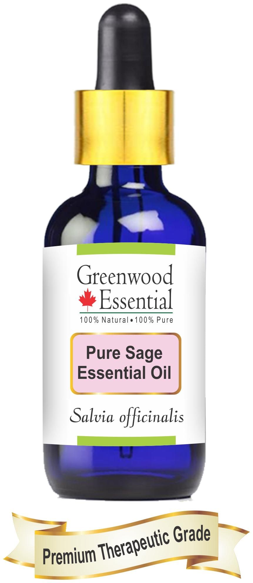 

Greenwood Essential Pure Sage Essential Oil (Salvia Officinalis) With Glass Dropper 100 Natural Therapeutic Grade Steam Distilled 10 ml