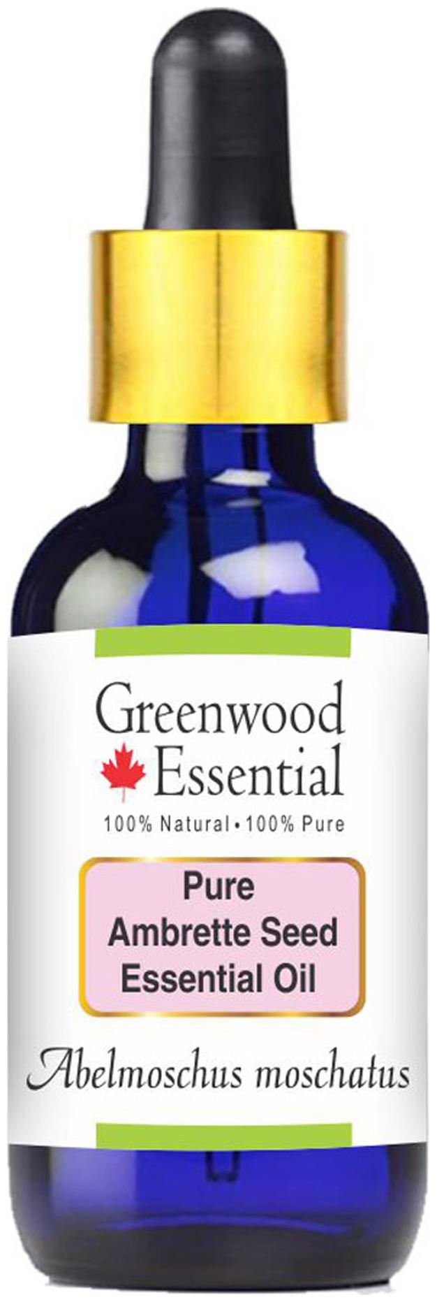 

Greenwood Essential Pure Ambrette Seed Essential Oil (Abelmoschus moschatus) with Glass Dropper 100 Natural Therapeutic Grade Steam Distilled 15ml