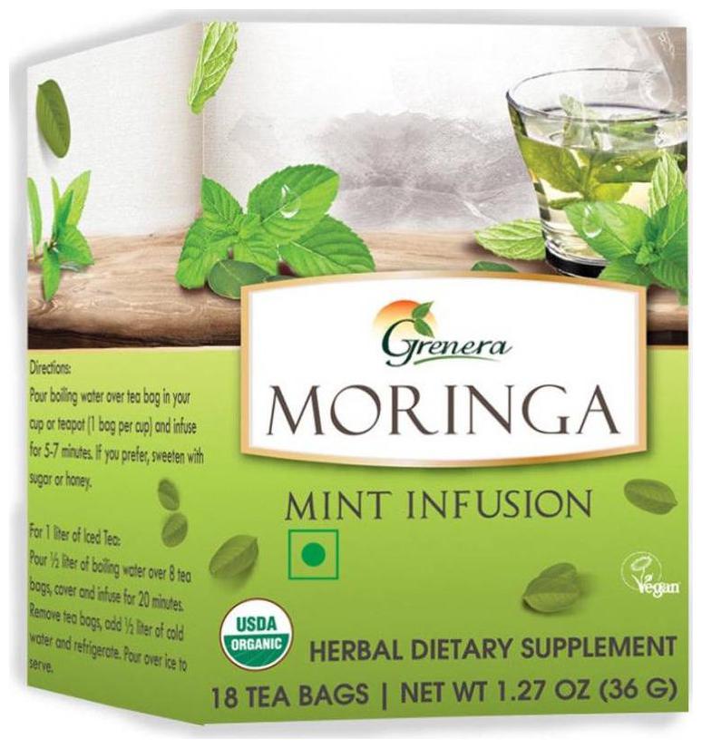 

Grenera Moringa Mint Infusion - 18 Tea Bags Box