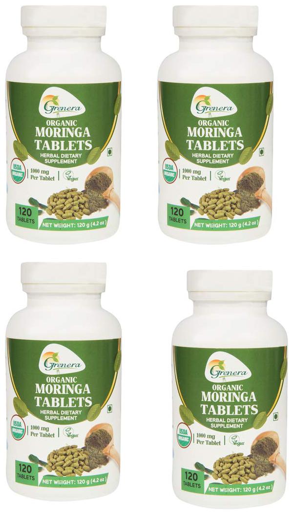 

Grenera Organic Moringa Tablets (1000mg) 120 Tablets (Pack of 4)