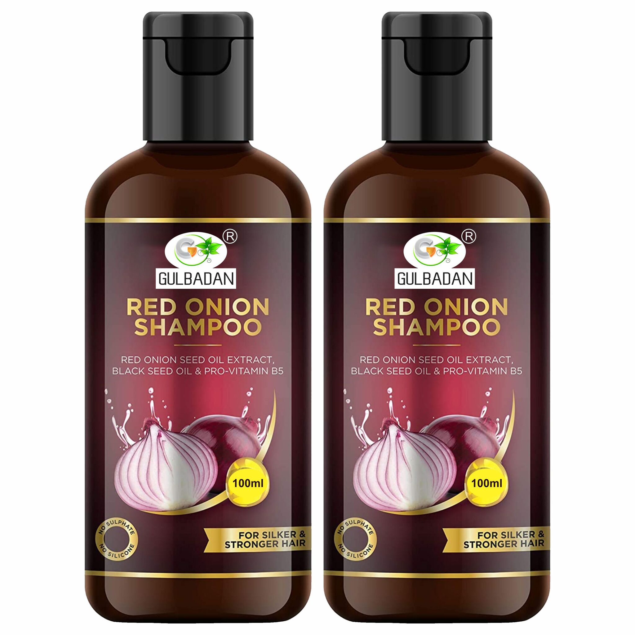 

GULBADAN Onion Hair Fall Shampoo for Hair Growth Hair Fall Control with Red Onion Black Seed for Men Women - 100ml ( Pack of 2 )