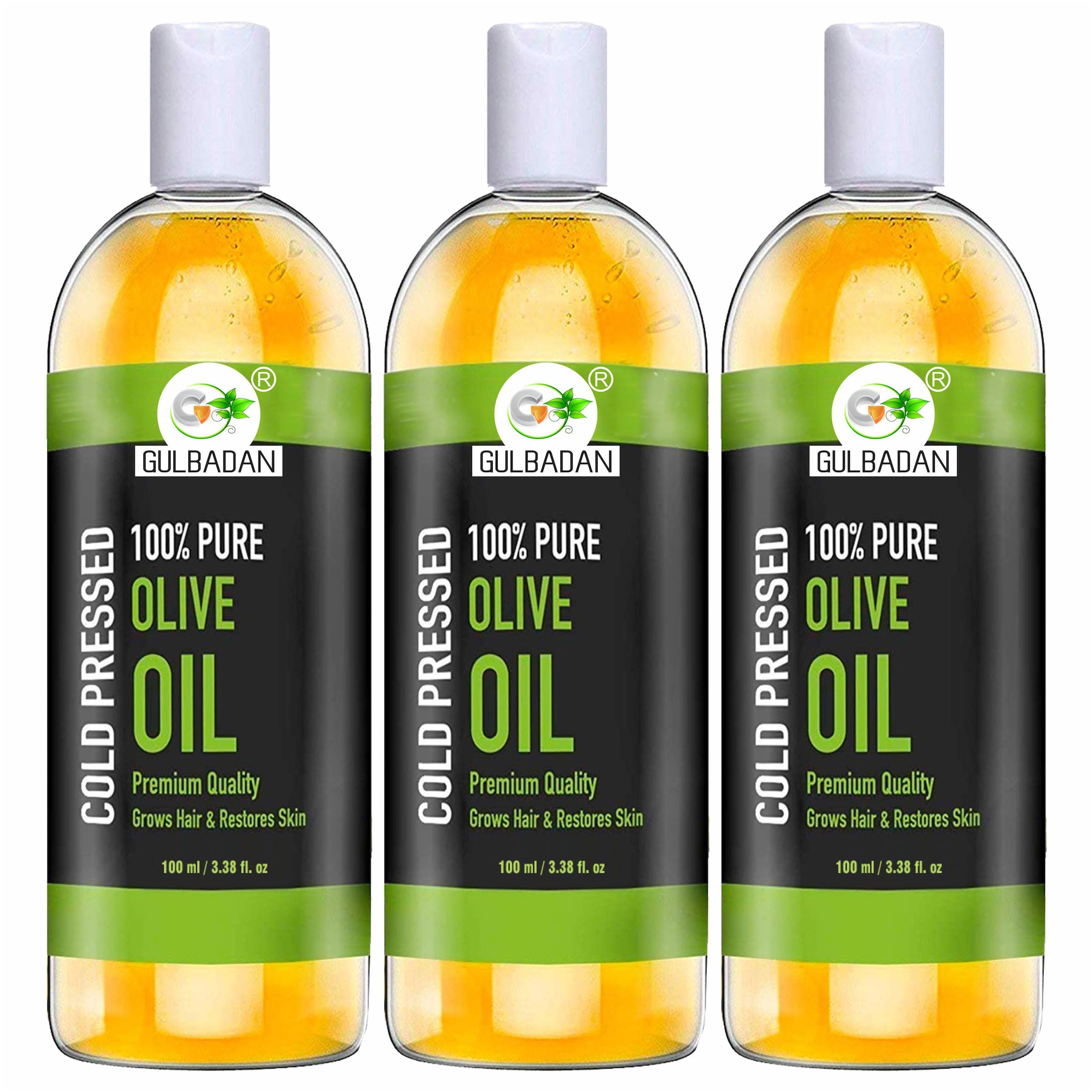 

GULBADAN Organics 100 Pure Extra Light Olive Oil Hair Oil (100 ml) (Pack of 3)