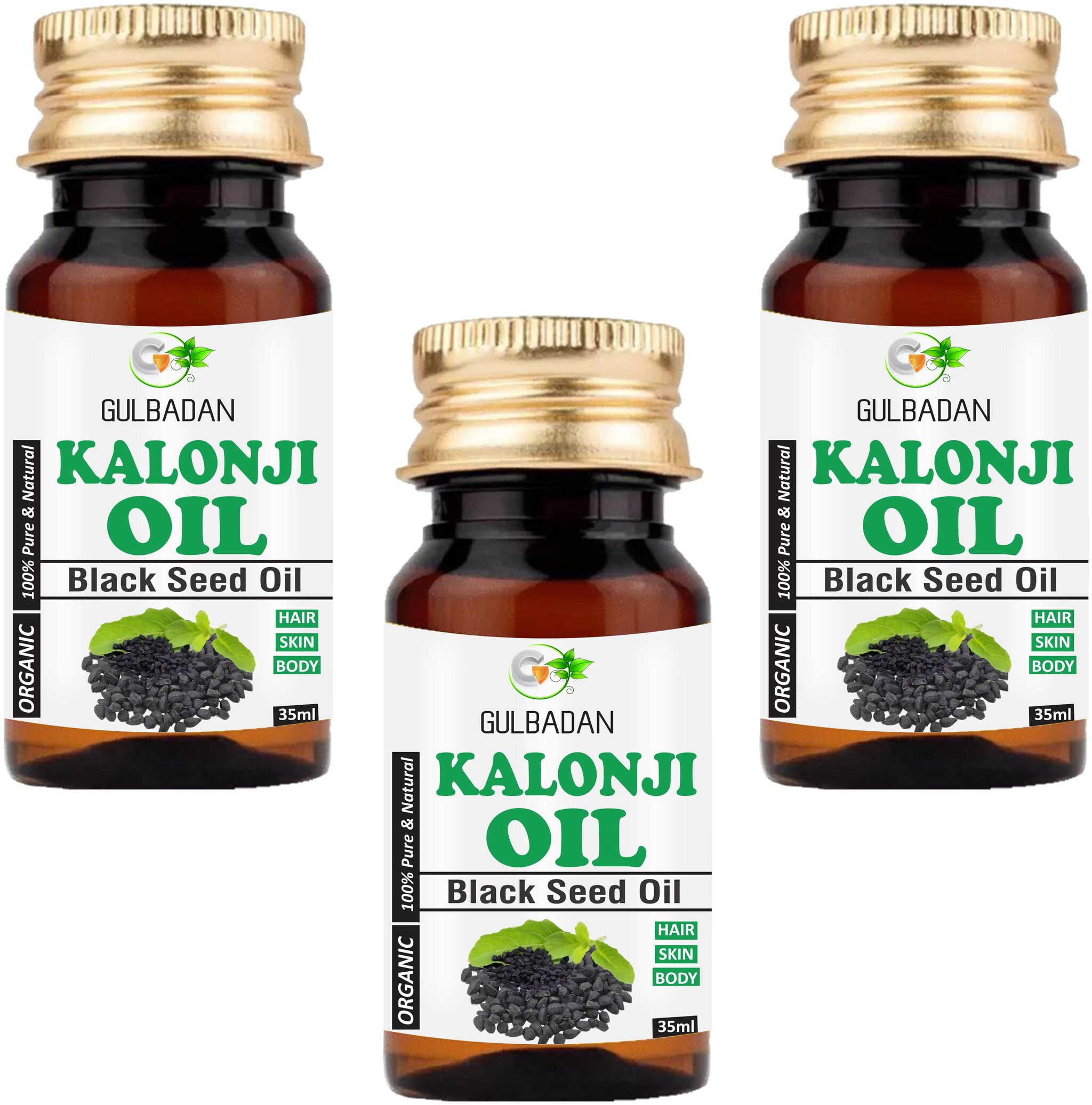 

GULBADAN Premium Cold Pressed Kalonji Black Seed Oil Hair Oil (35 ml) (Pack of 3)