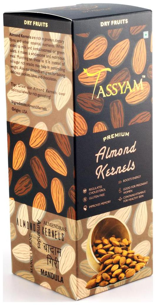 

Tassyam Premium Raw Almonds 250g Badaam Giri