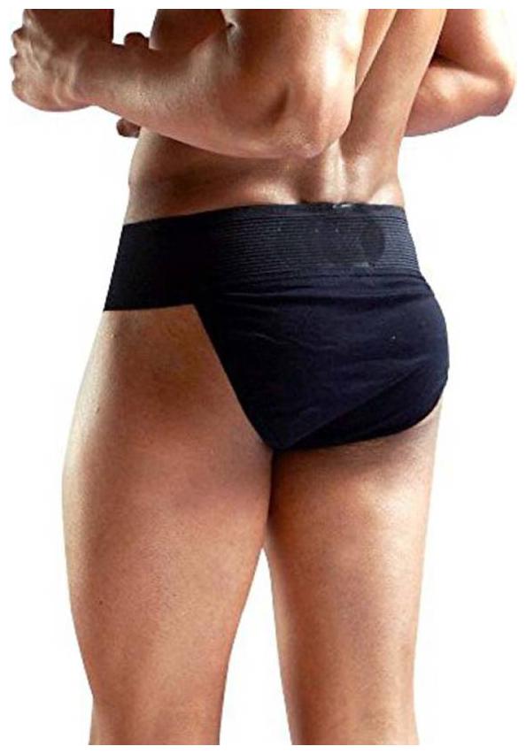 

Gym Cotton Supporter Back Covered with Cup Pocket Athletic Fit Brief Multi Sports for Gym Inner Wear Soft Underpants Hip Support (Black)