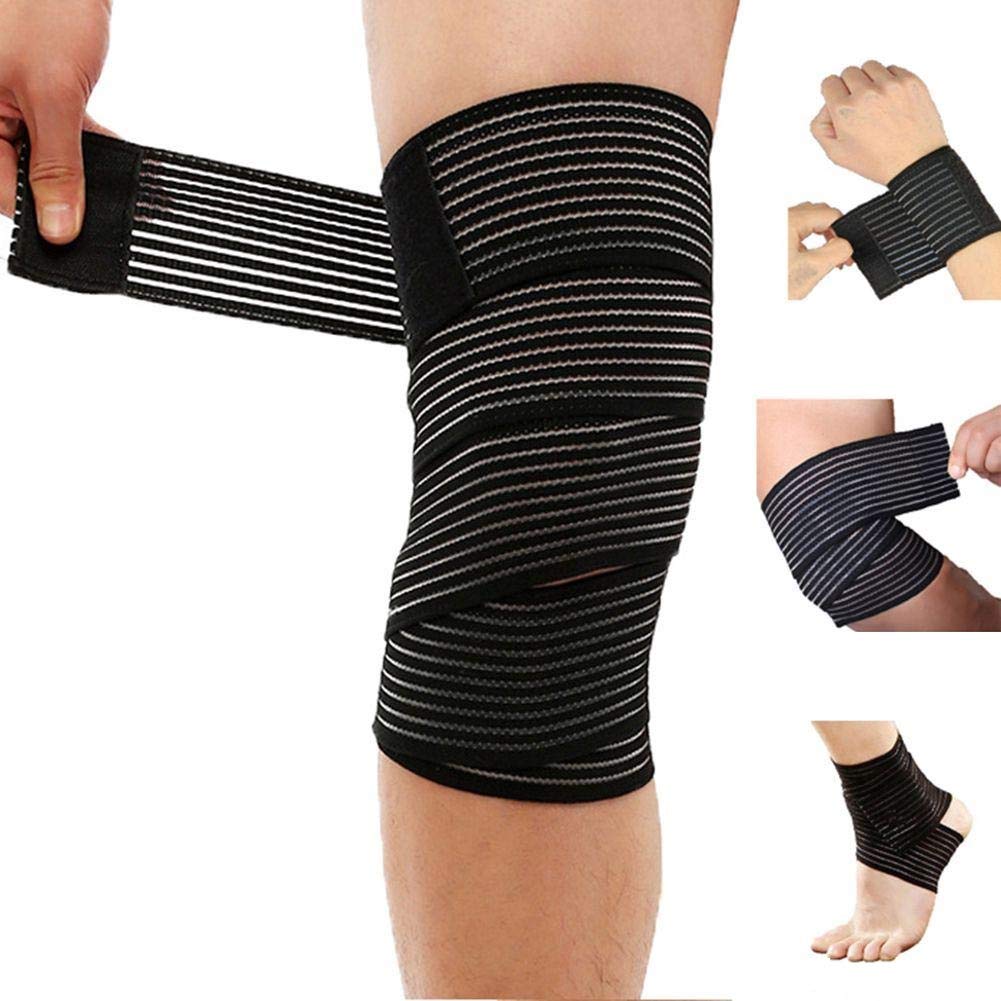 

GymWar Knee Support Knee Brace Kneeguard Knee Cap Knee Wraps (Pair) Knee Support (Black) (Pack of 2)