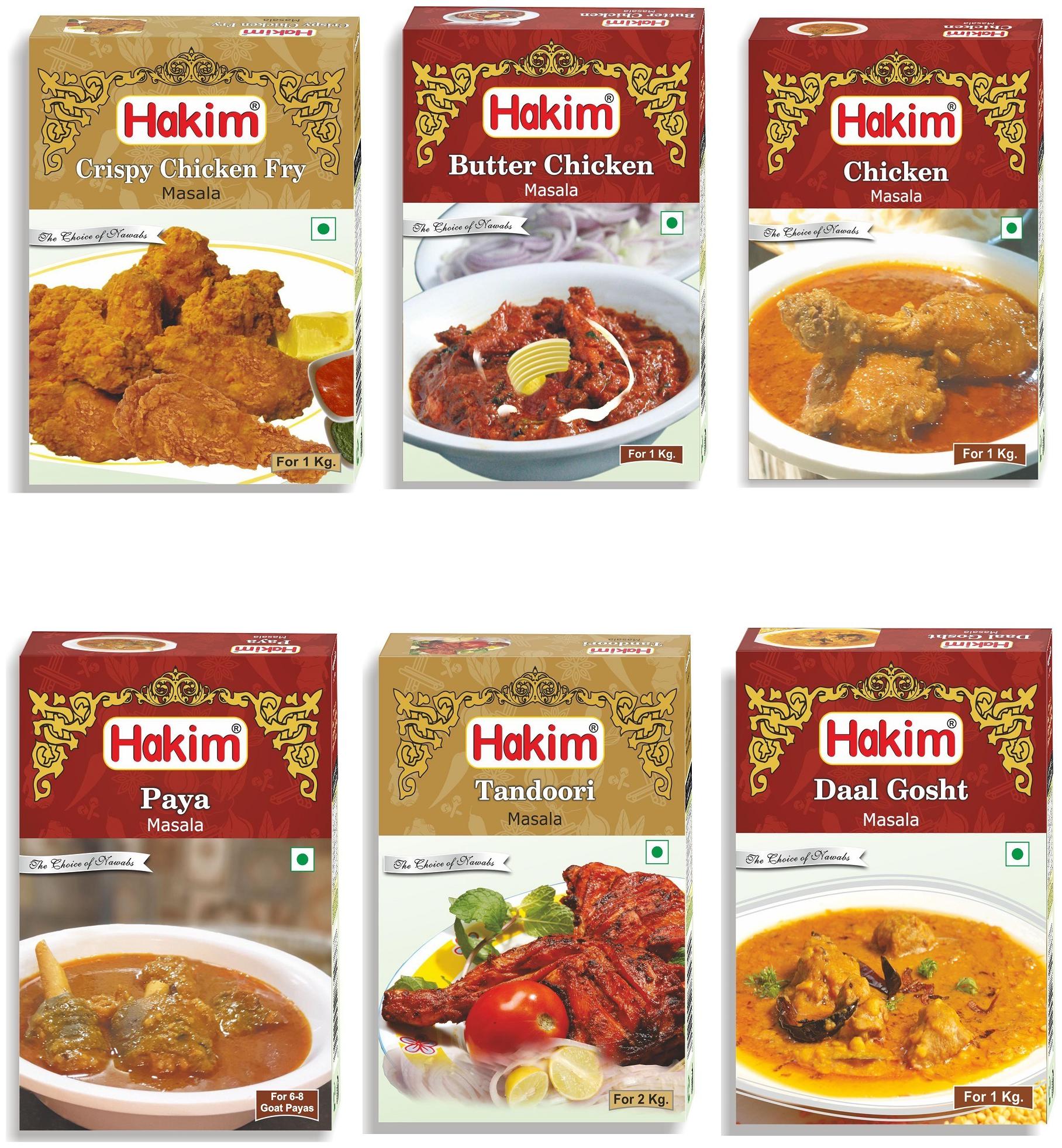 

Hakim Authentic Mughlai Tandoori Masala Daal Gosht Masala CRP Chicken Fry Masala Butter Chicken Masala Chicken Masala Paya Masala 50 g each Pack of 12