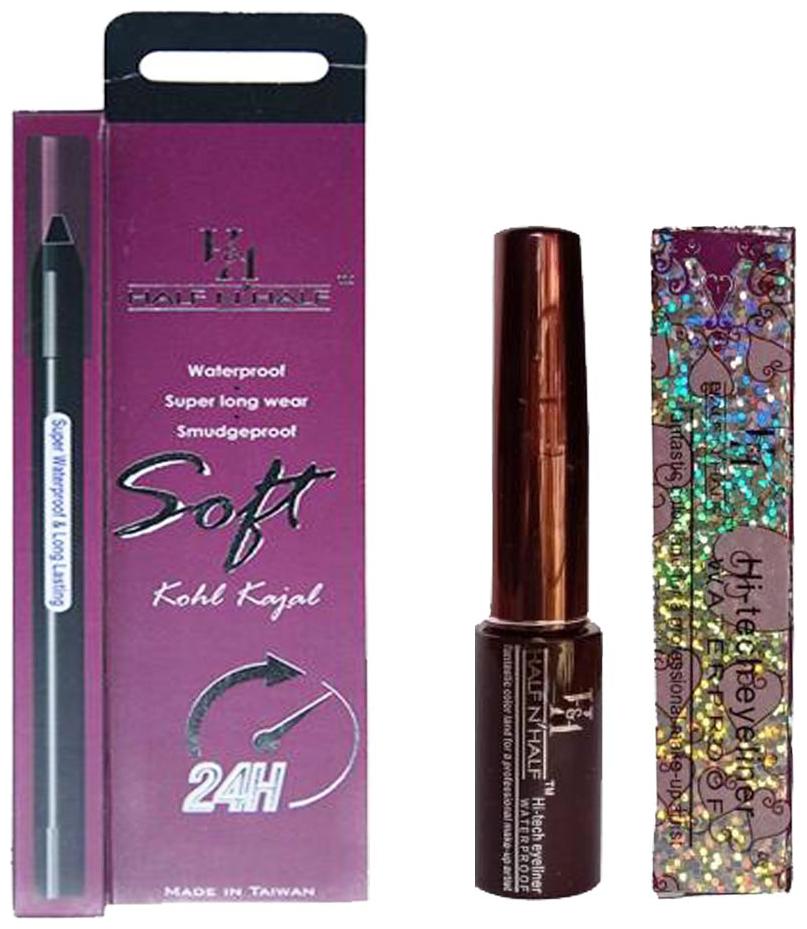 

Half N Half 24 Hour Waterproof Smudgeproof Soft Kohl Kajal 1 2g And Waterproof Eyeliner 6ml(Pack of 2)