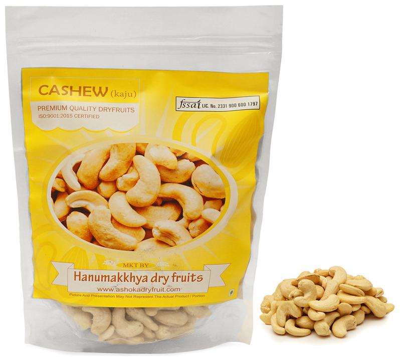 

Hanumakkhya Dry Fruits 100 Natural Premium Whole Cashews ADF 320 (Silver) - 800g