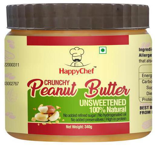 

Happy Chef Peanut Butter - Crunchy 100 Natural Unsweetened 340 g